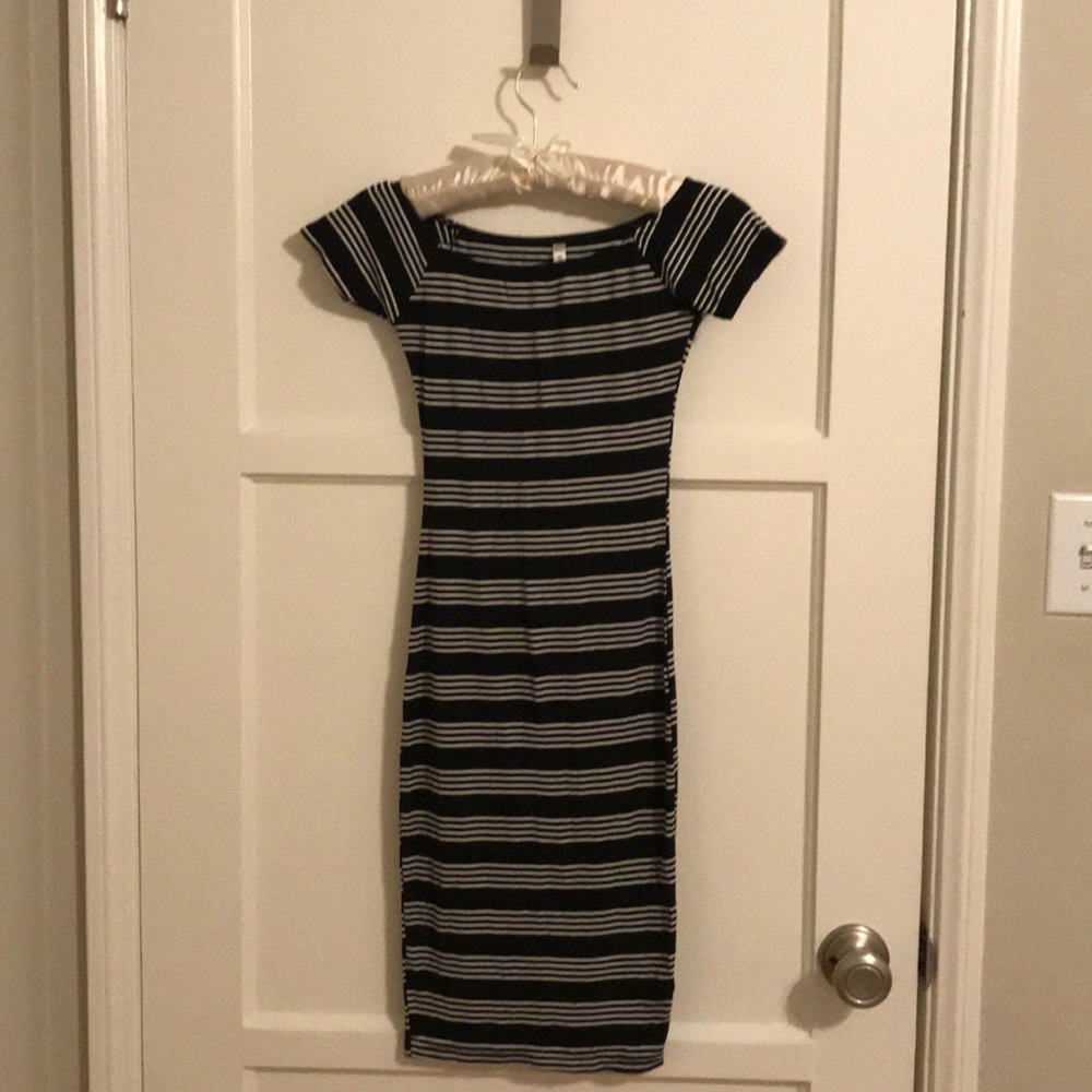 Black and white striped dress